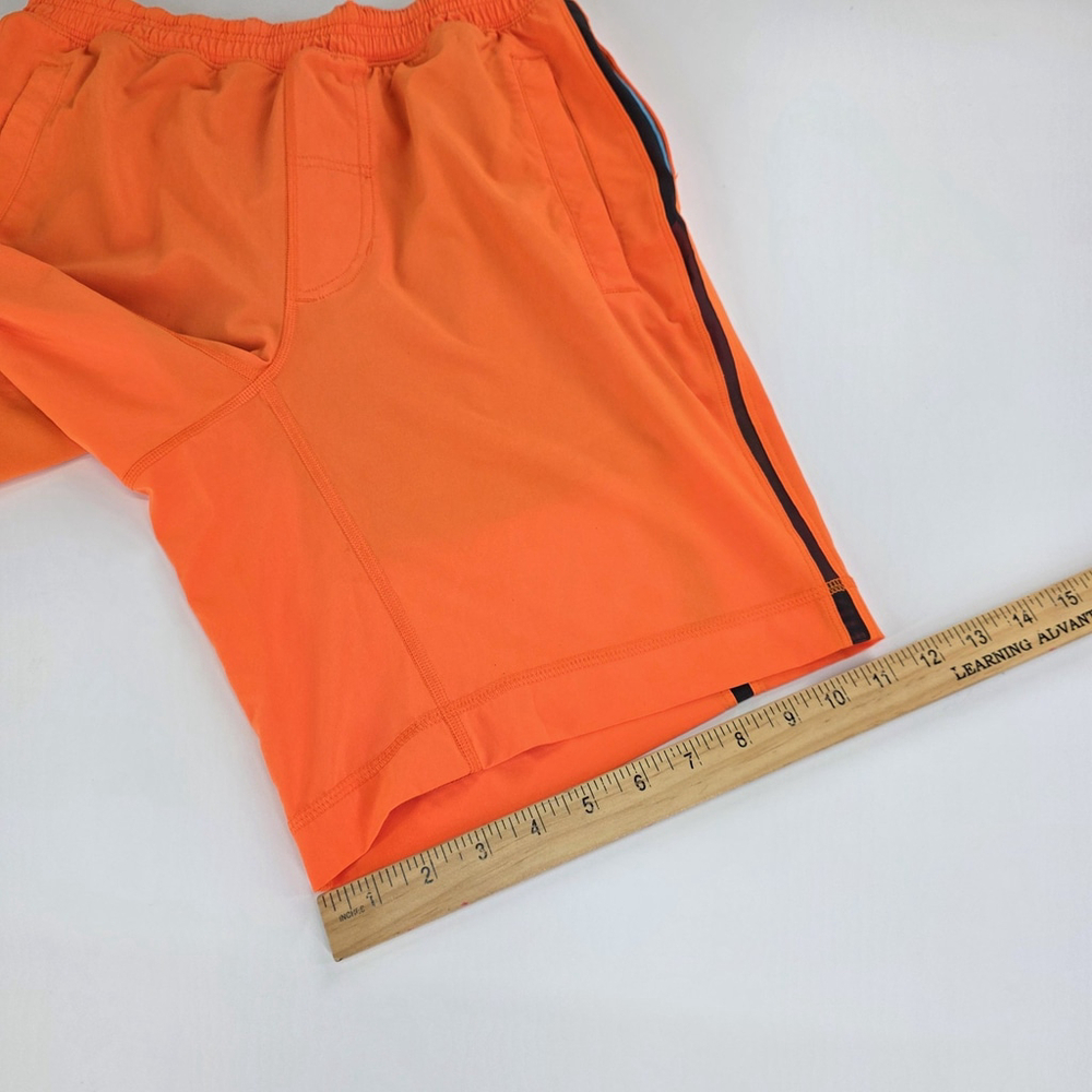 Lululemon Mens Lined Training Shorts Orange Reflective Athletic Gym Running... - Picture 10 of 11